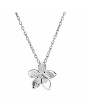 Lykken Trend blomma stålhalssmycke med kedja 45 cm