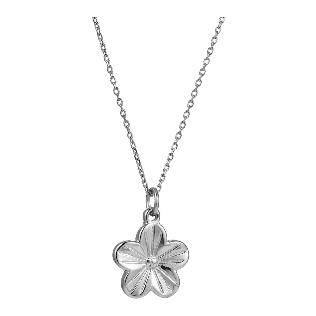 Lykken Trend stålhalsband med blomhänge 45 cm