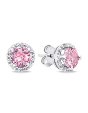 Lykken Casuals halo-silverörhängen pink