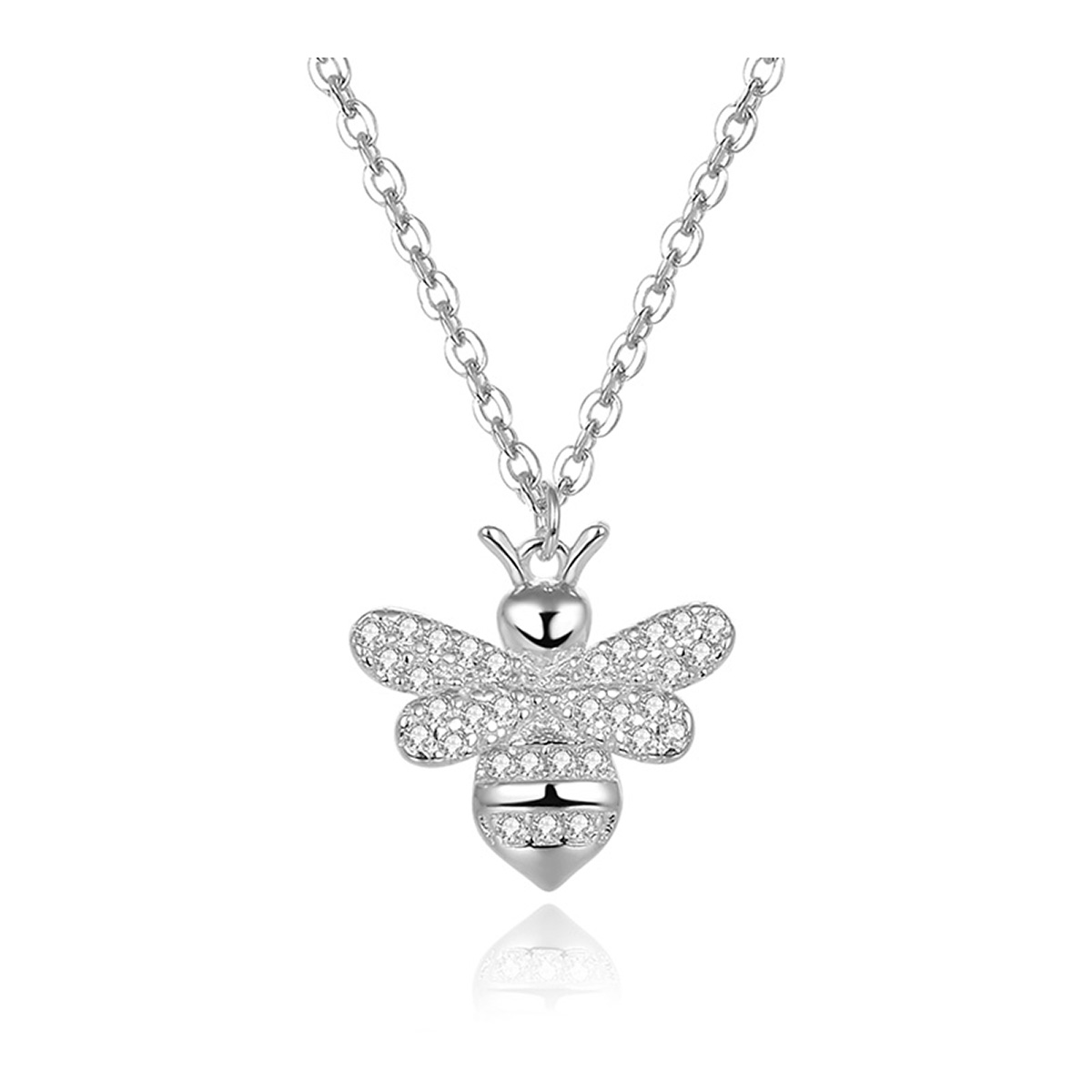 Lykka Symbols silver halsband med bi 45 cm