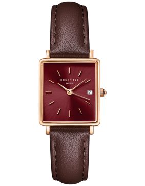 Rosefield Boxy XS Burgundy Sunray Dark Brown Leather Rose Gold QBBLR-Q56