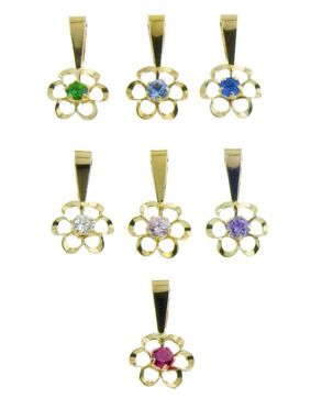 Hängsmycke i 14k guld med zirkonia R8-2 / varierande färger