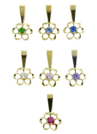 Hängsmycke i 14k guld med zirkonia R8-2 / varierande färger