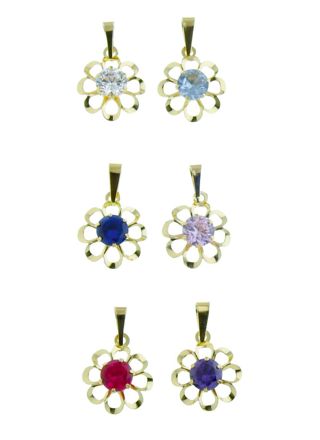 Hängsmycke i 14k guld med zirkonia R8-3 / varierande färger