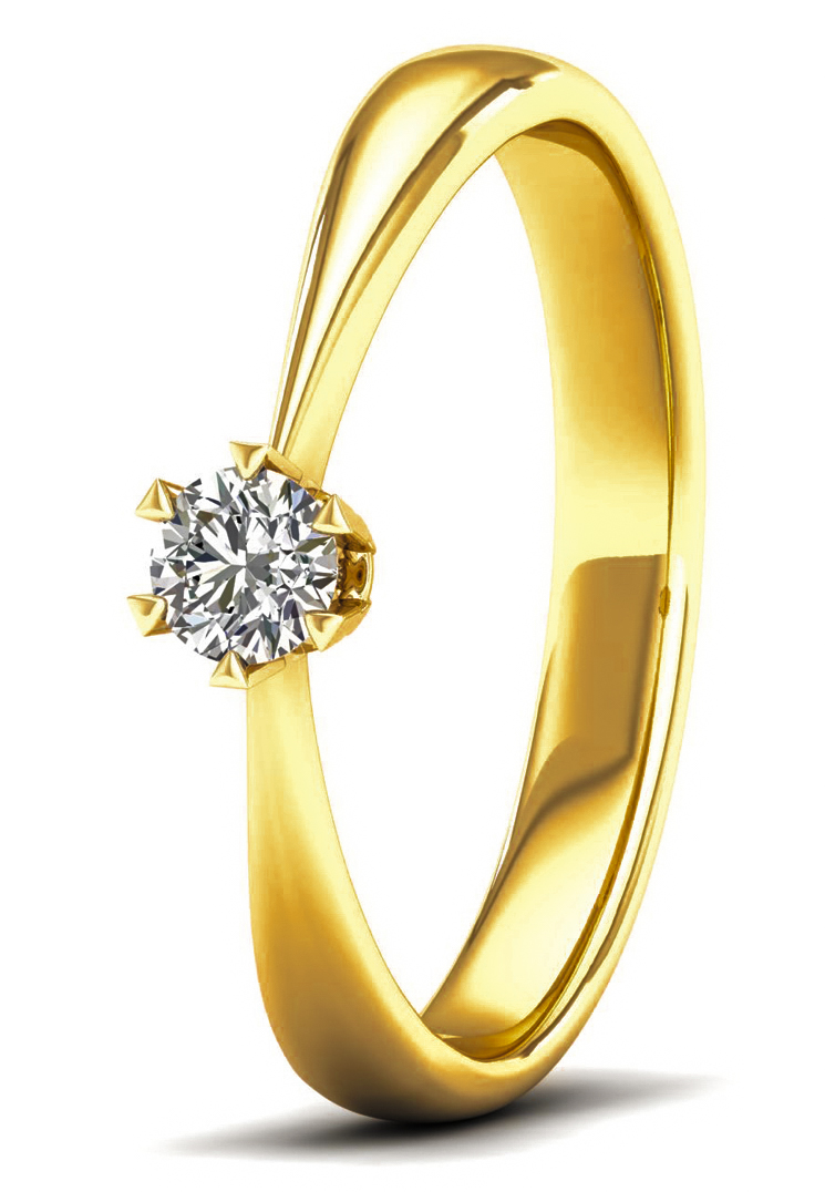 Lykka Elegance diamantring guld solitär 0,15 ct-160