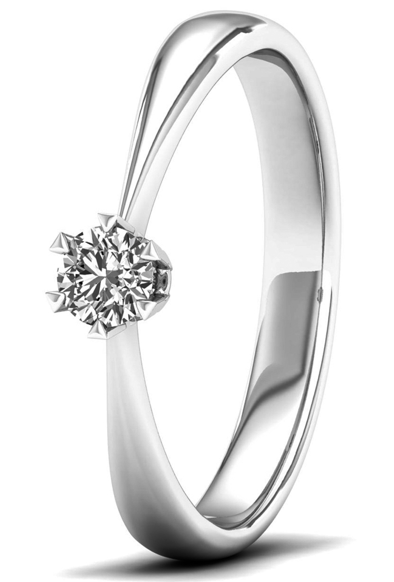 Lykka Elegance diamantring vitguld solitär 0,15 ct