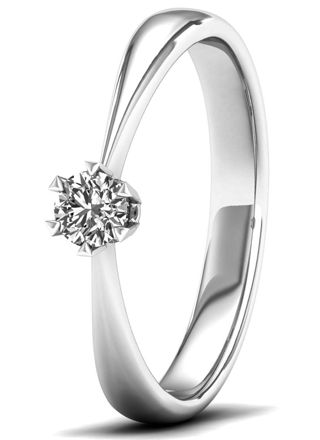 Lykka Elegance diamantring vitguld solitär 0,15 ct