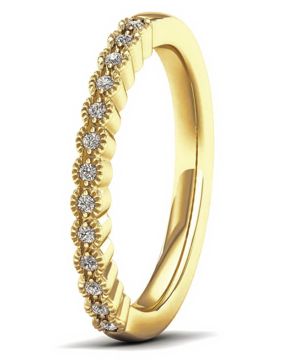 Lykka Elegance diamantring guld halvallians milgrain 0,07 ct