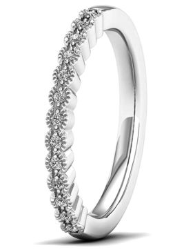 Lykka Elegance diamantring vitguld halvallians milgrain 0,07 ct