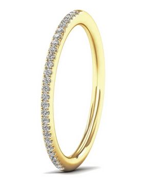Lykken Elegance tunn halvallians diamantring i gulguld 0,08 ct