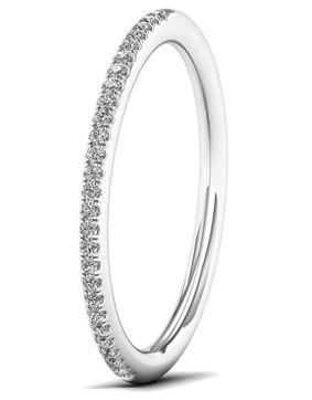 Lykka Elegance tunn halvallians diamantring i vitguld 0,08 ct