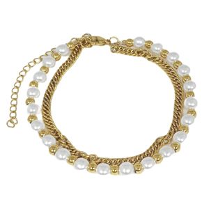 Bosie guldfärgat pärl-stål arm-/ankelkedja ST2350G main product photo