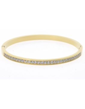 Bosie guldfärgat 2,6mm gångjärn bangle armband med zirkonia stenar ST1544GOLD-4,2