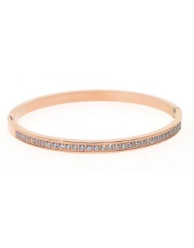 Bosie roseguldfärgat 2,6mm gångjärn bangle armband med zirkonia stenar ST1544ROSE-4,2