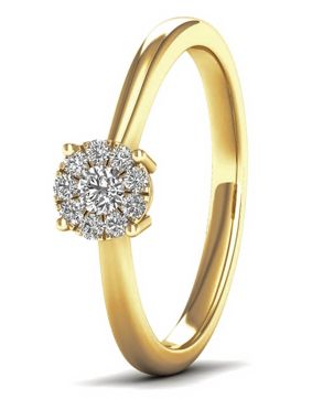 Lykken Elegance halo diamant ring i gulguld 0,12 ct