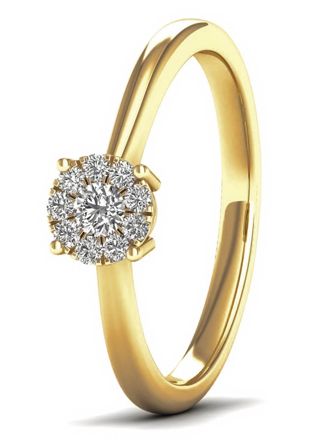 Lykka Elegance halo diamant ring i gulguld 0,12 ct