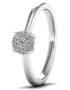 Lykken Elegance halo diamant ring i vitguld 0,12 ct