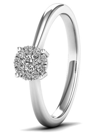 Lykka Elegance halo diamant ring i vitguld 0,12 ct