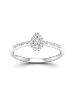 Lykken Elegance vitgulds päronformad halo-diamantring 0.20 ct