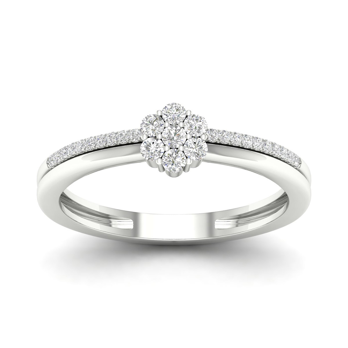 Lykka Elegance ring i vitguld med sidostenar och diamant 0.19 ct