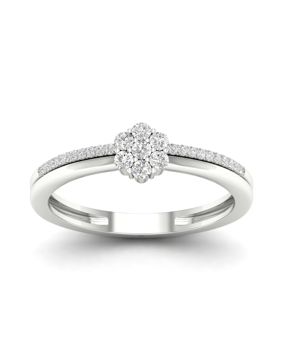 Lykka Elegance ring i vitguld med sidostenar och diamant 0.19 ct