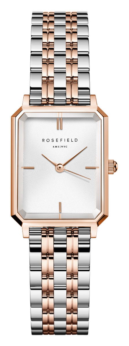 Rosefield The Octagon XS White Sunray Steel Duotone Silver Rose gold OWRSR-O64