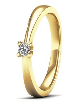 Lykken Elegance diamantring guld solitär 0,10 ct