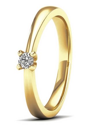 Lykka Elegance diamantring guld solitär 0,10 ct