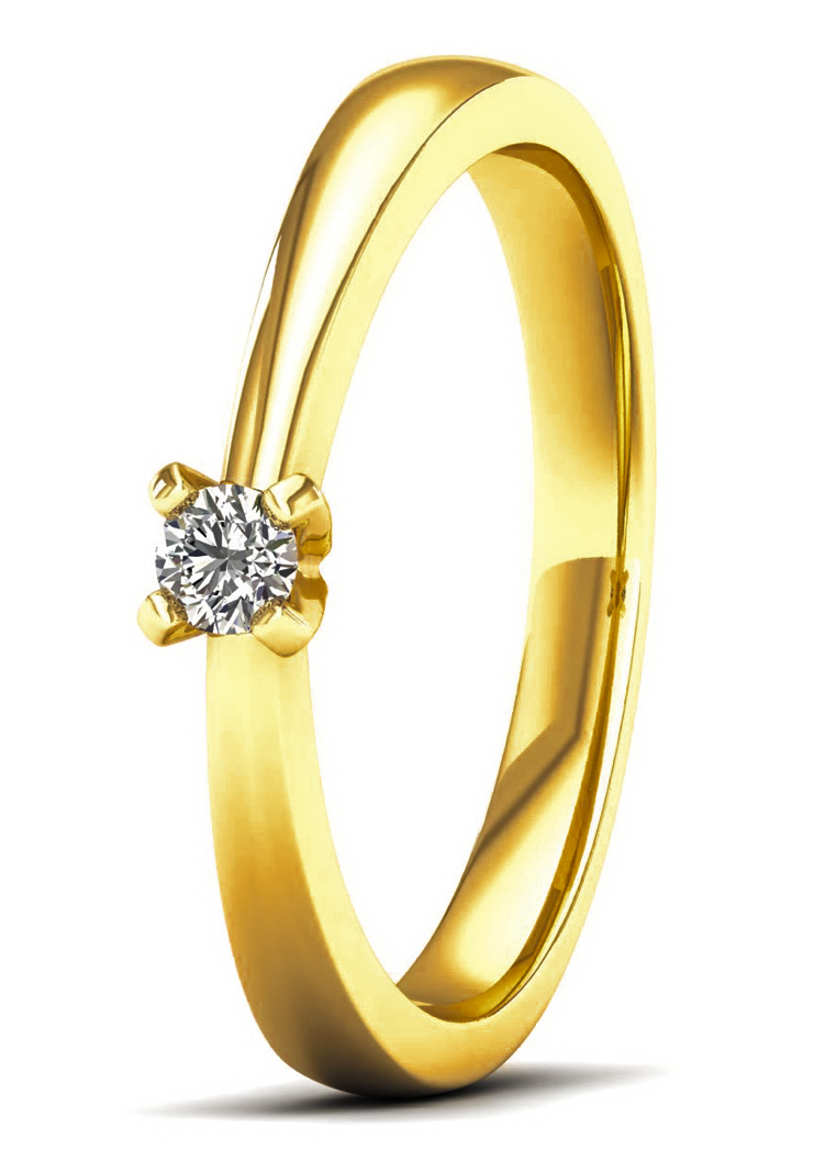 Lykka Elegance diamantring guld solitär 0,10 ct-165