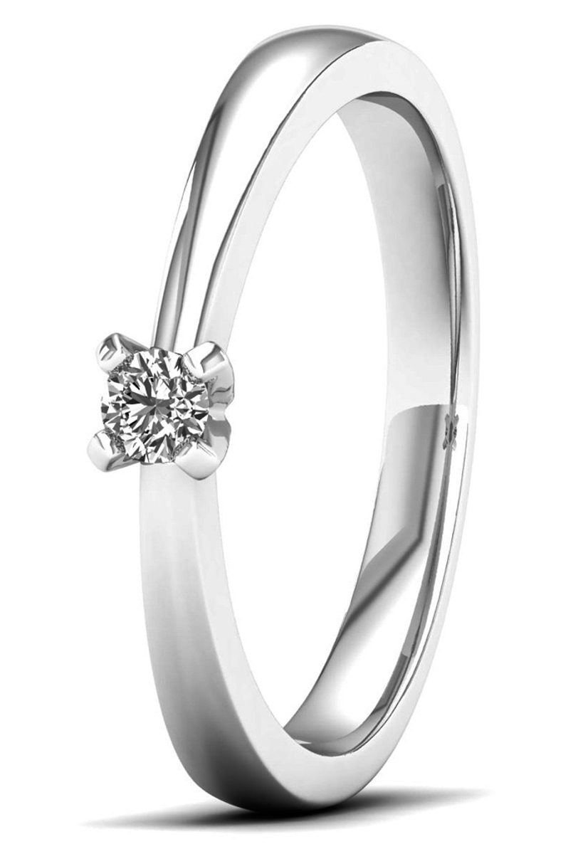 Lykka Elegance diamantring vitguld solitär 0,10 ct