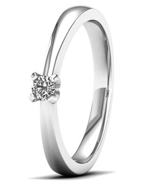 Lykka Elegance diamantring vitguld solitär 0,10 ct