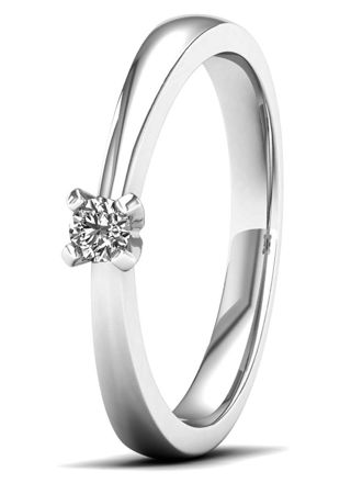 Lykka Elegance diamantring vitguld solitär 0,10 ct