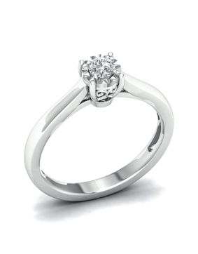 Lykka Elegance enstens diamantring 0,10 ct vitguld