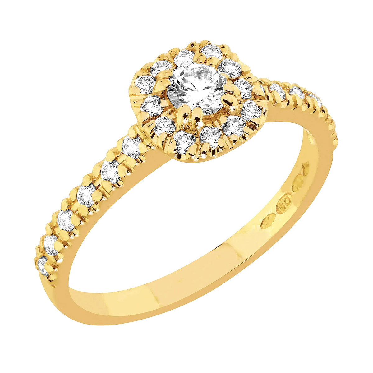 Sandberg Toivomuslähde diamantring halo 0.39ct V-705k-185