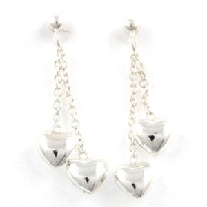 Silver Bar hjärta twin hängande örhängen 25 mm 1130  main product photo