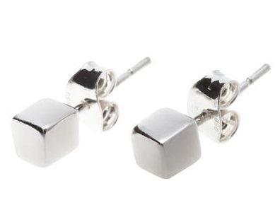 Silver Bar Kub stiftörhängen 6 mm 987