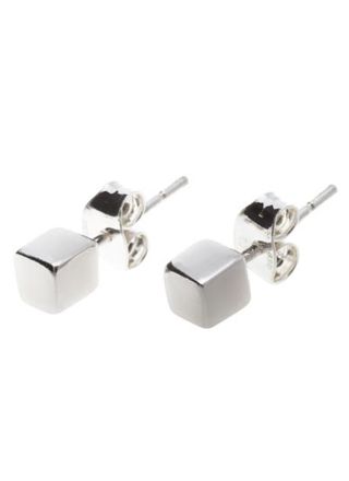 Silver Bar Kub stiftörhängen 6 mm 987