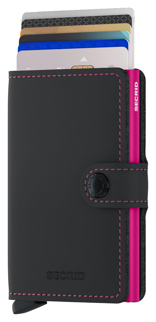 Secrid Miniwallet Matte Black & Fuchsia