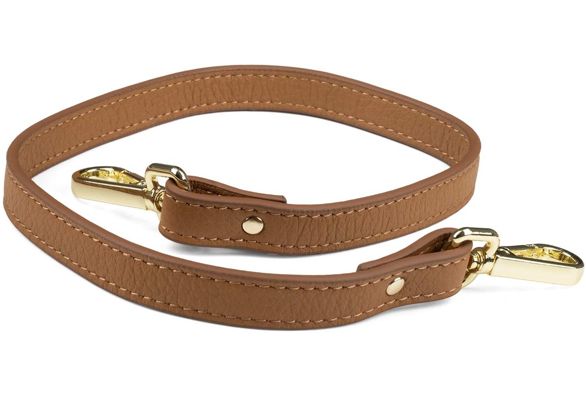 Aarni kort älgskinn axelrem konjak/guld