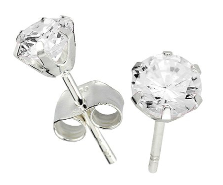 Silver Bar zirkon örhängen klar 3 mm 2381