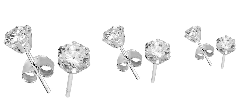 Silver Bar zirkon örhängen klar 10 mm 6036