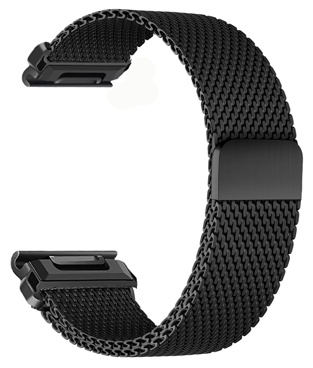 Tiera Garmin Milanese mesh-armband i stål 22mm med snabbfäste svart
