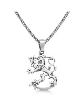 Finska lejonet silver halsband oxiderat SLR-30X/50cm