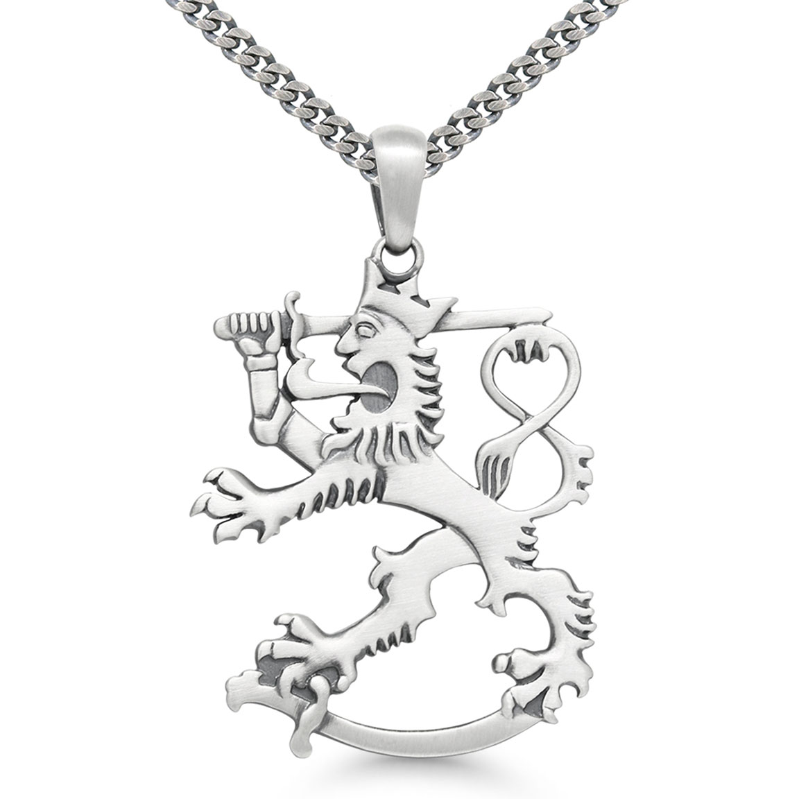 Finska lejonet silver halsband oxiderat SLR-40X/50cm