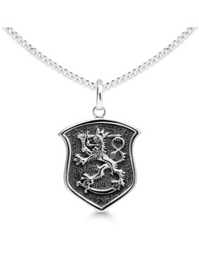 Finska lejonet silver halsband riksvapen oxiderat SLR-KO26/50cm