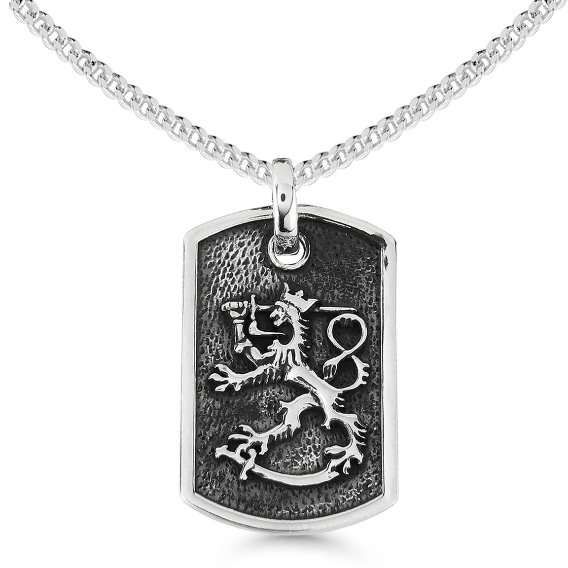 Finska lejonet silver halsband platta oxiderat SLR-KO28/50cm