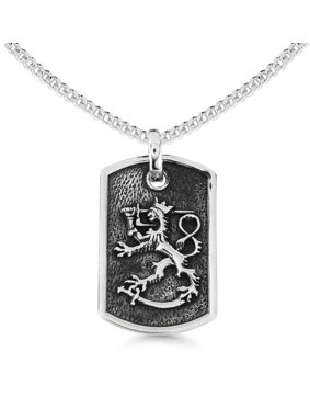 Finska lejonet silver halsband platta oxiderat SLR-KO28/50cm