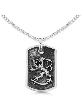 Finska lejonet silver halsband platta oxiderat SLR-KO28/50cm