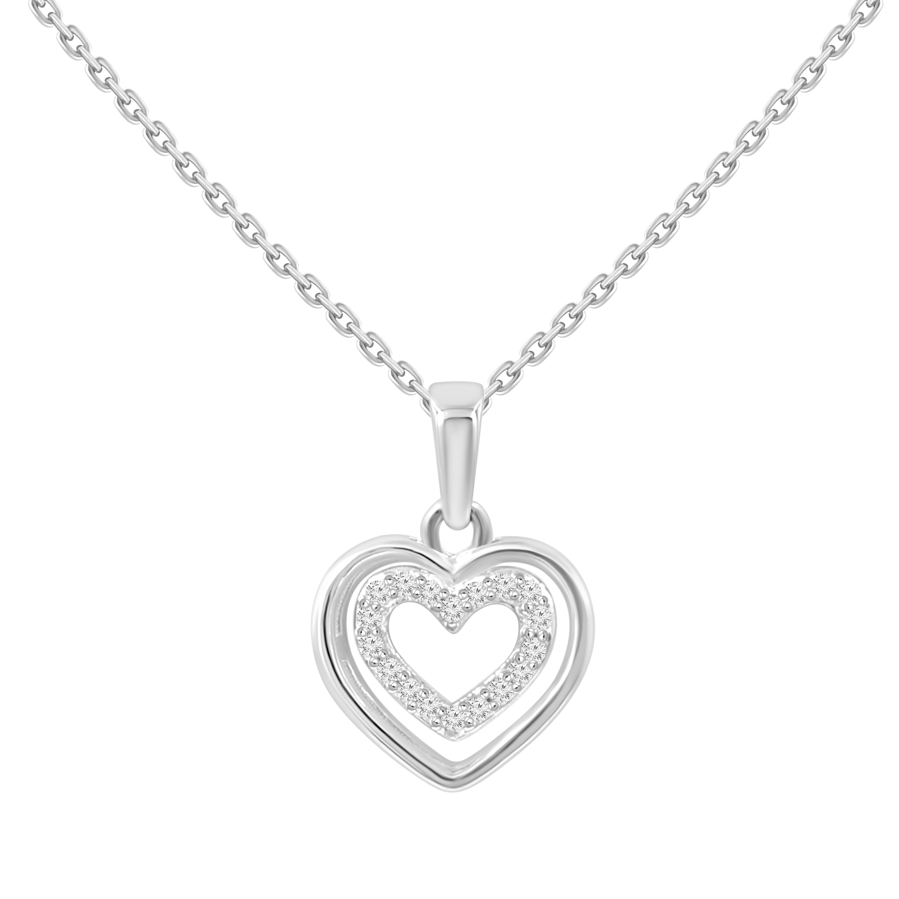 Lykka Elegance vitguld diamanthalsband hjärta