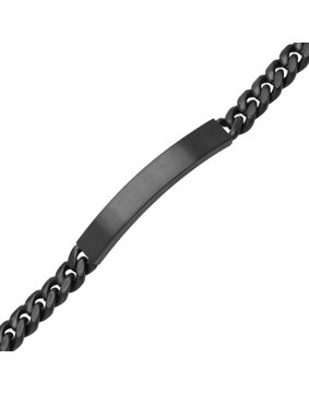 Ace of Spades svart borstat pansararmband med platta Miami Cuban 8 mm SSB-8411-8PBK